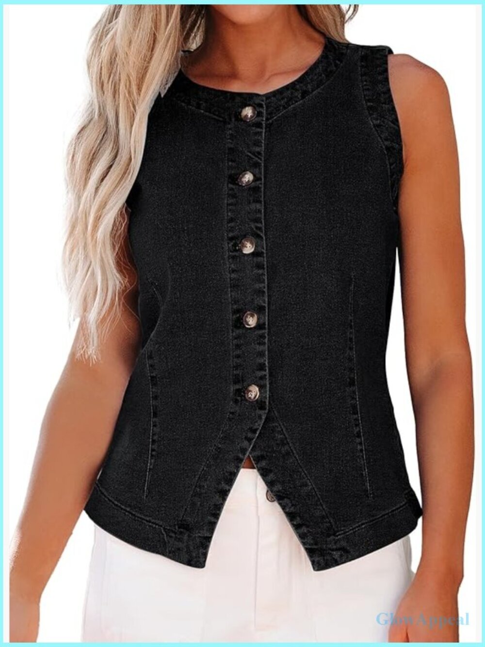 Denim Vest Top Sleeveless Button Down Casual Summer Western Waistcoat